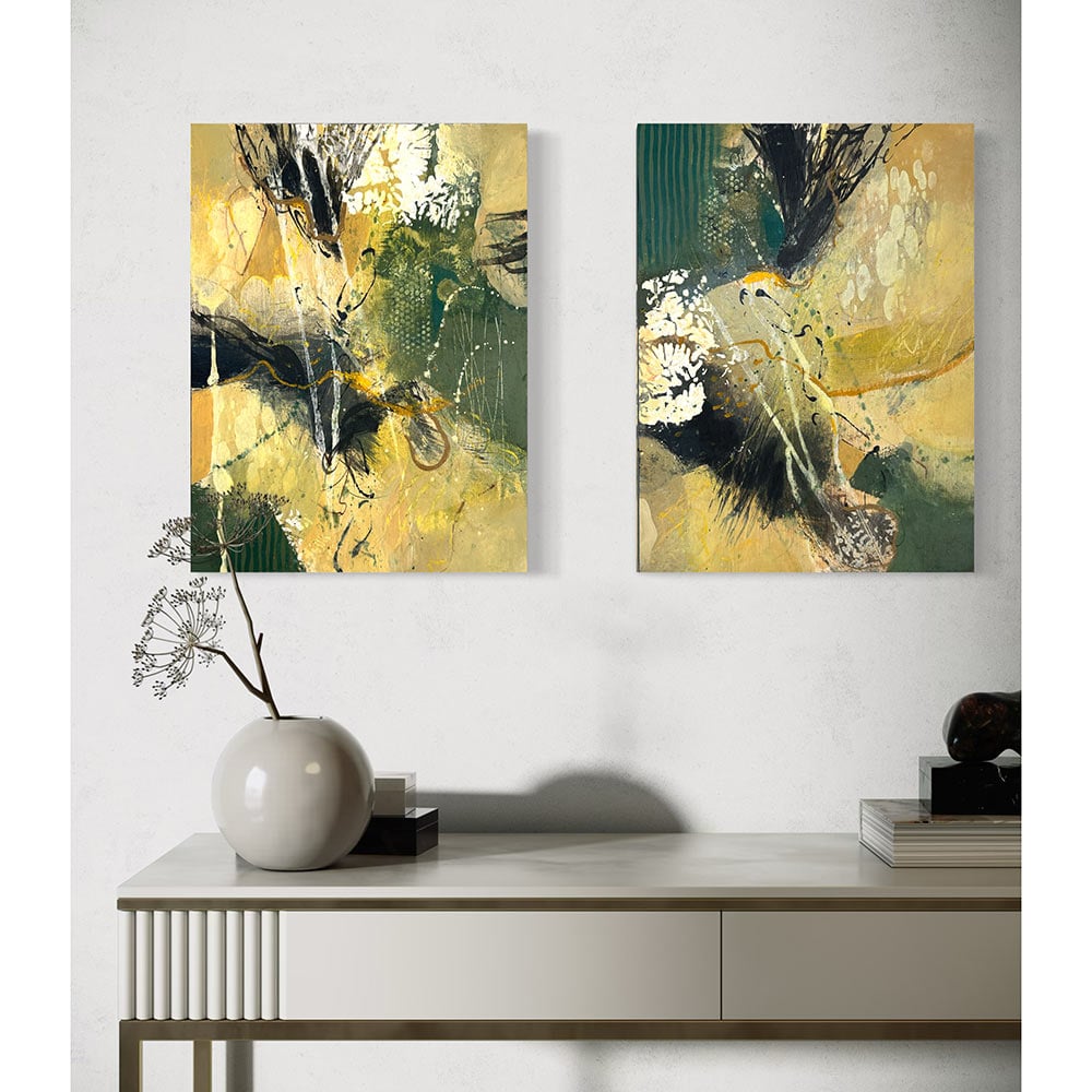 abstract art painting green colors beautiful