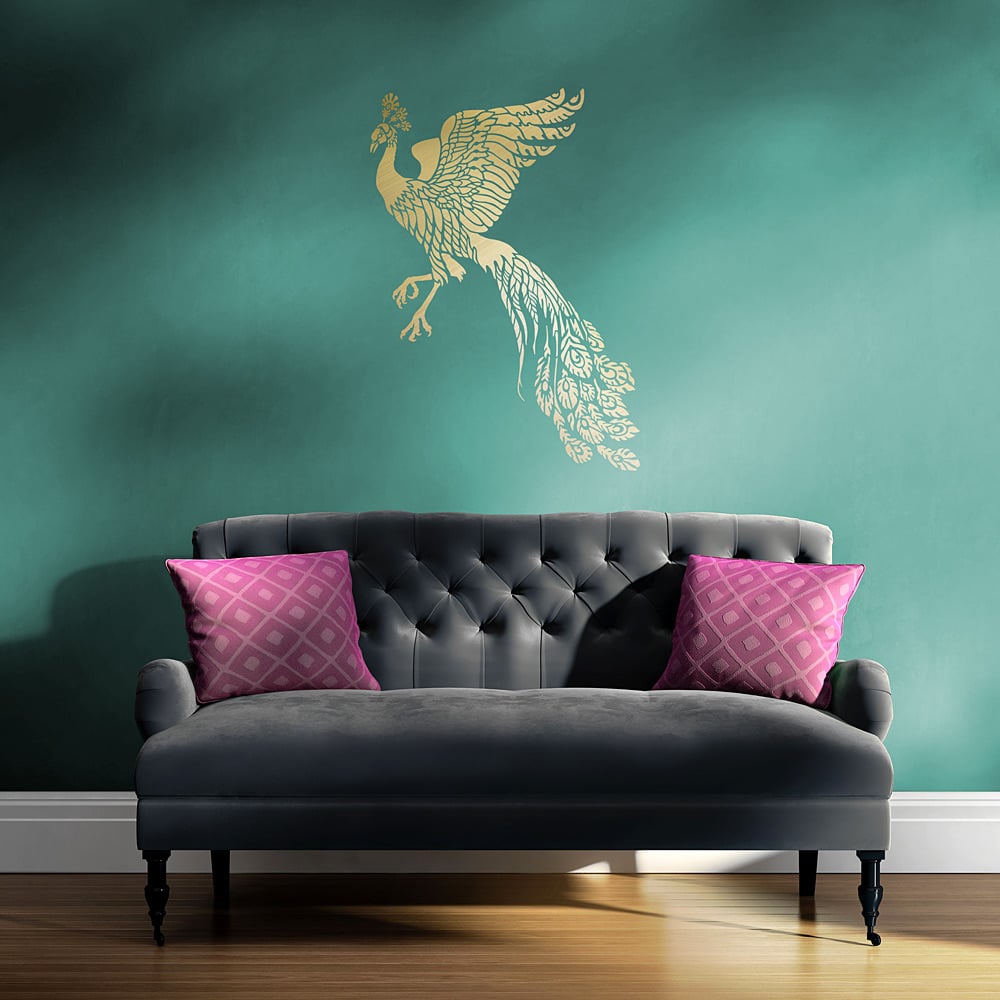 wall art stencil living room