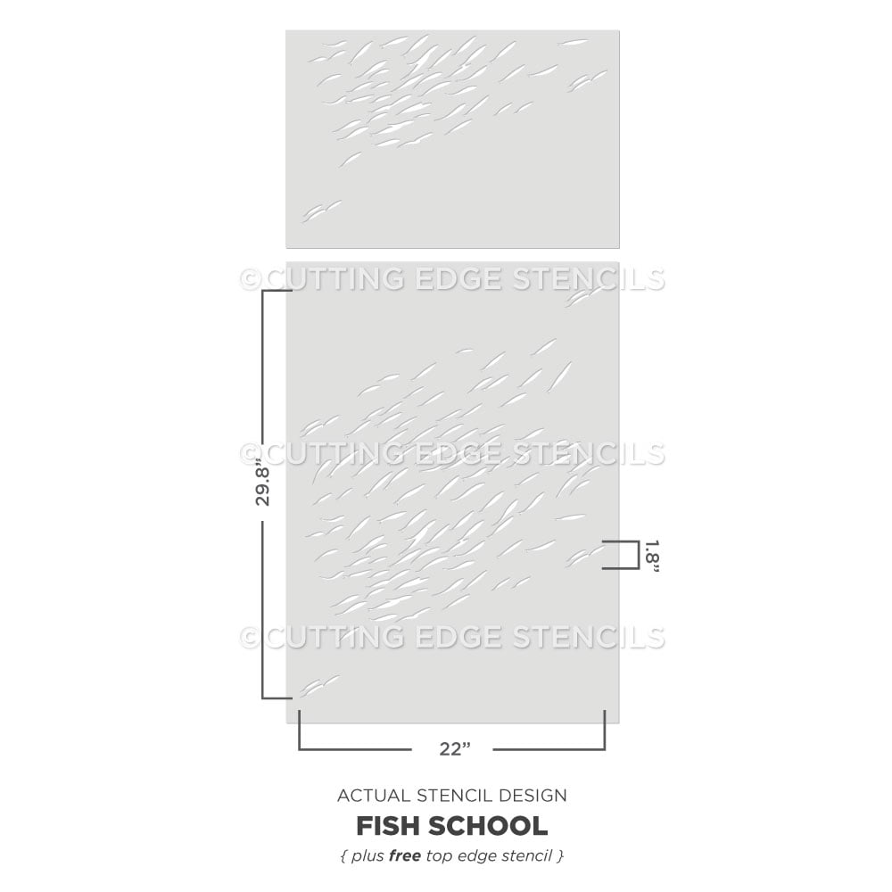 Fish school stencil pattern for walls