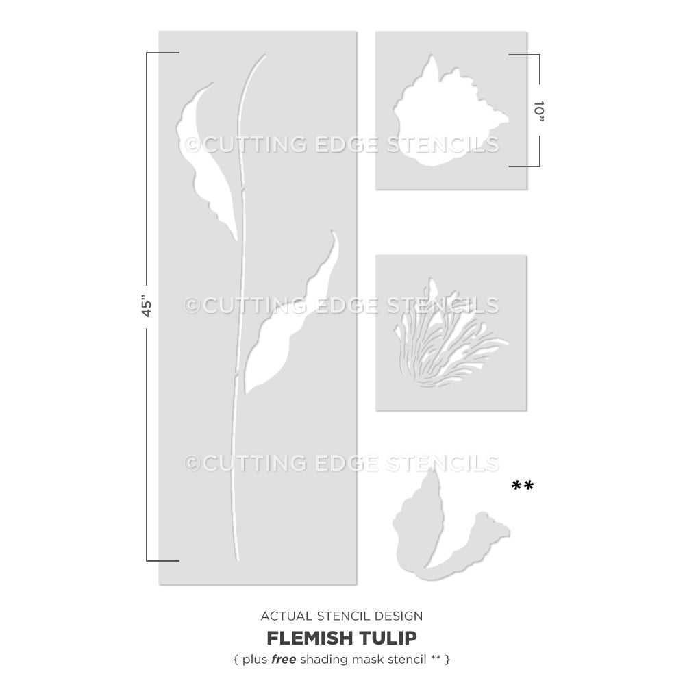 Flemish tulip large flower stencil