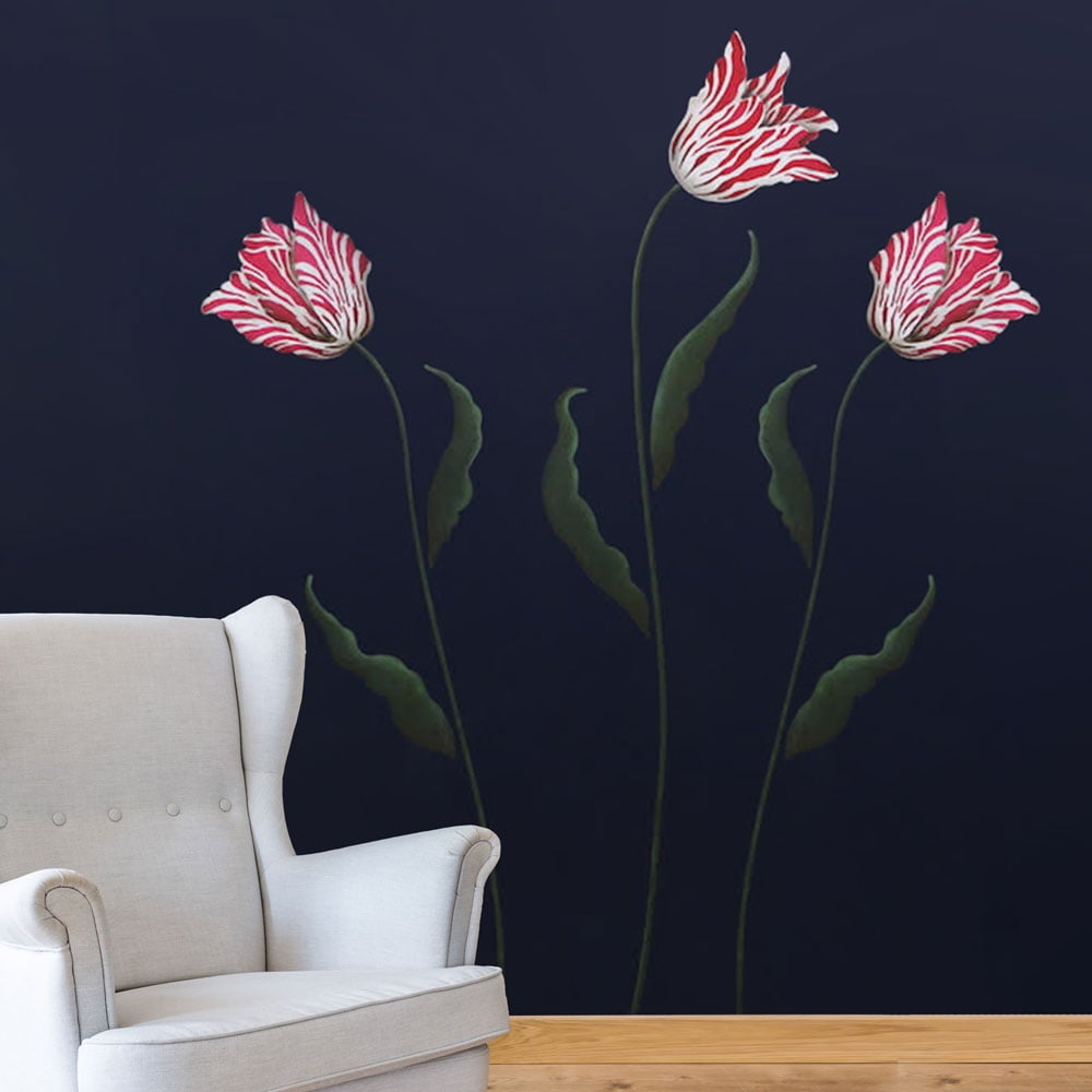 Striped Tulip floral stencil Flemish Flower wallpaper large flower stencils