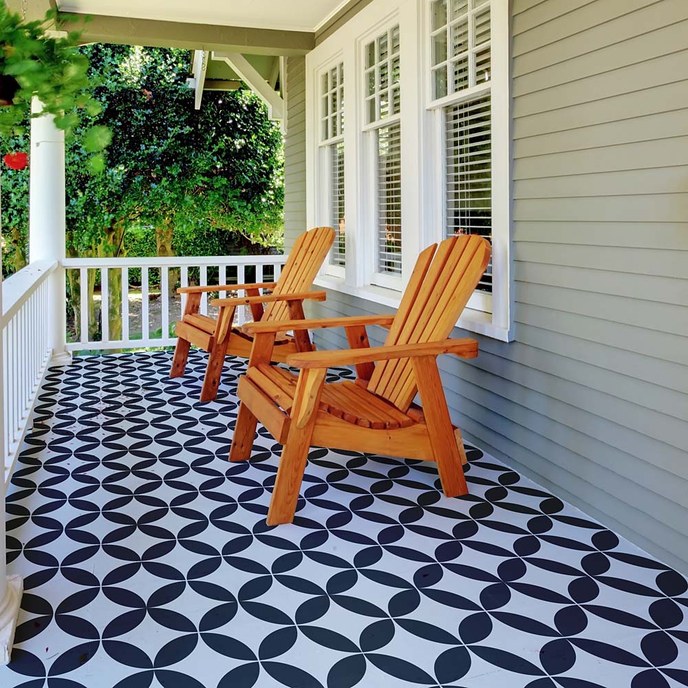 tile floor stencil outdoor