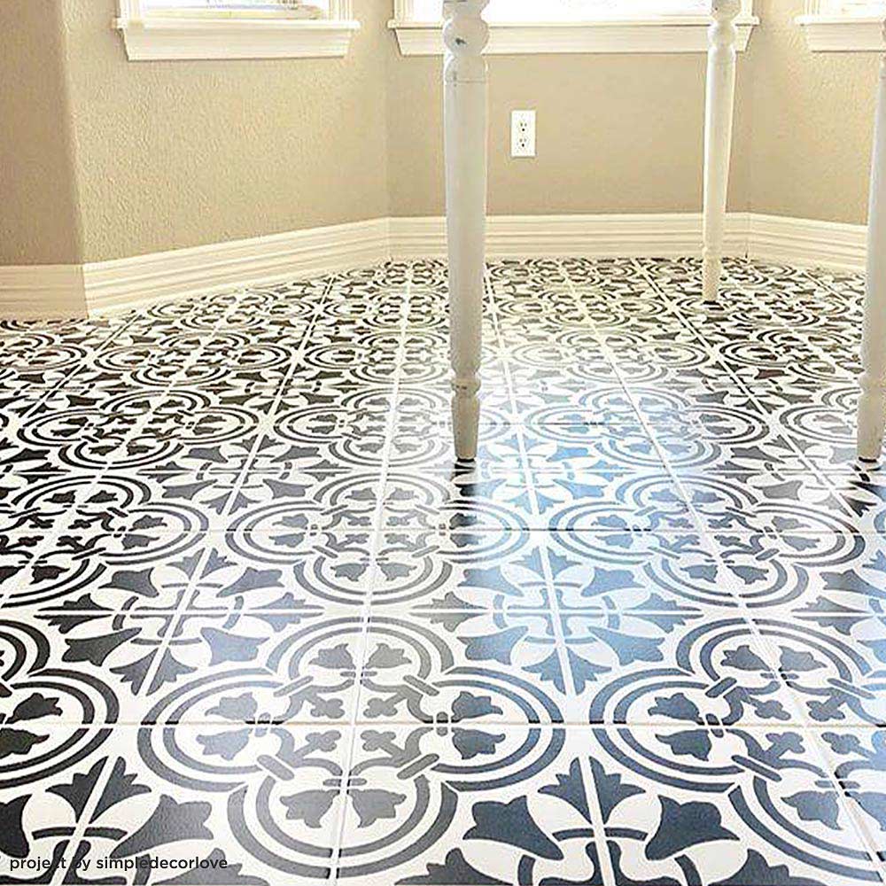 Stenciled tile floor tile stencils