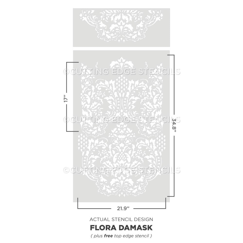 flora damask stencil for walls