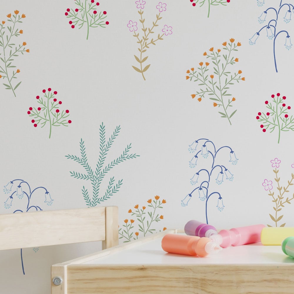 playroom wall stencil multicolored fairytale border stencil