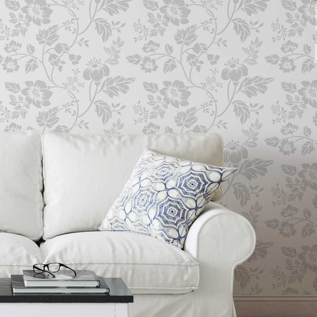 grey floral stencil for walls floral vine wall stencil