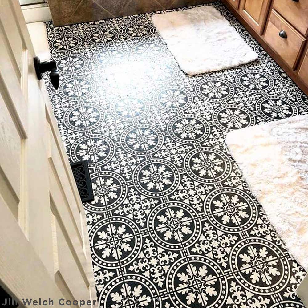 stenciled cement tile