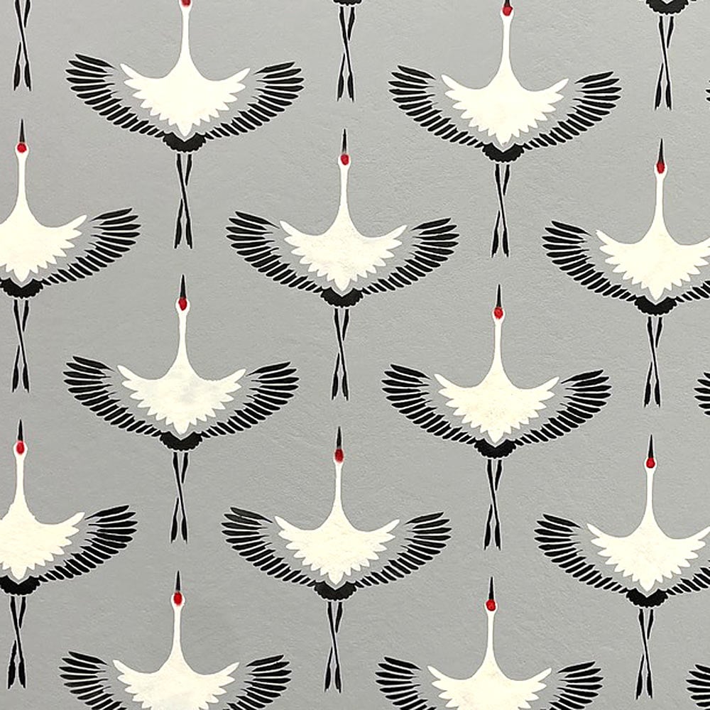 flying cranes wallpaper stencils