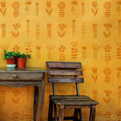 Folk Flowers Wall Stencil