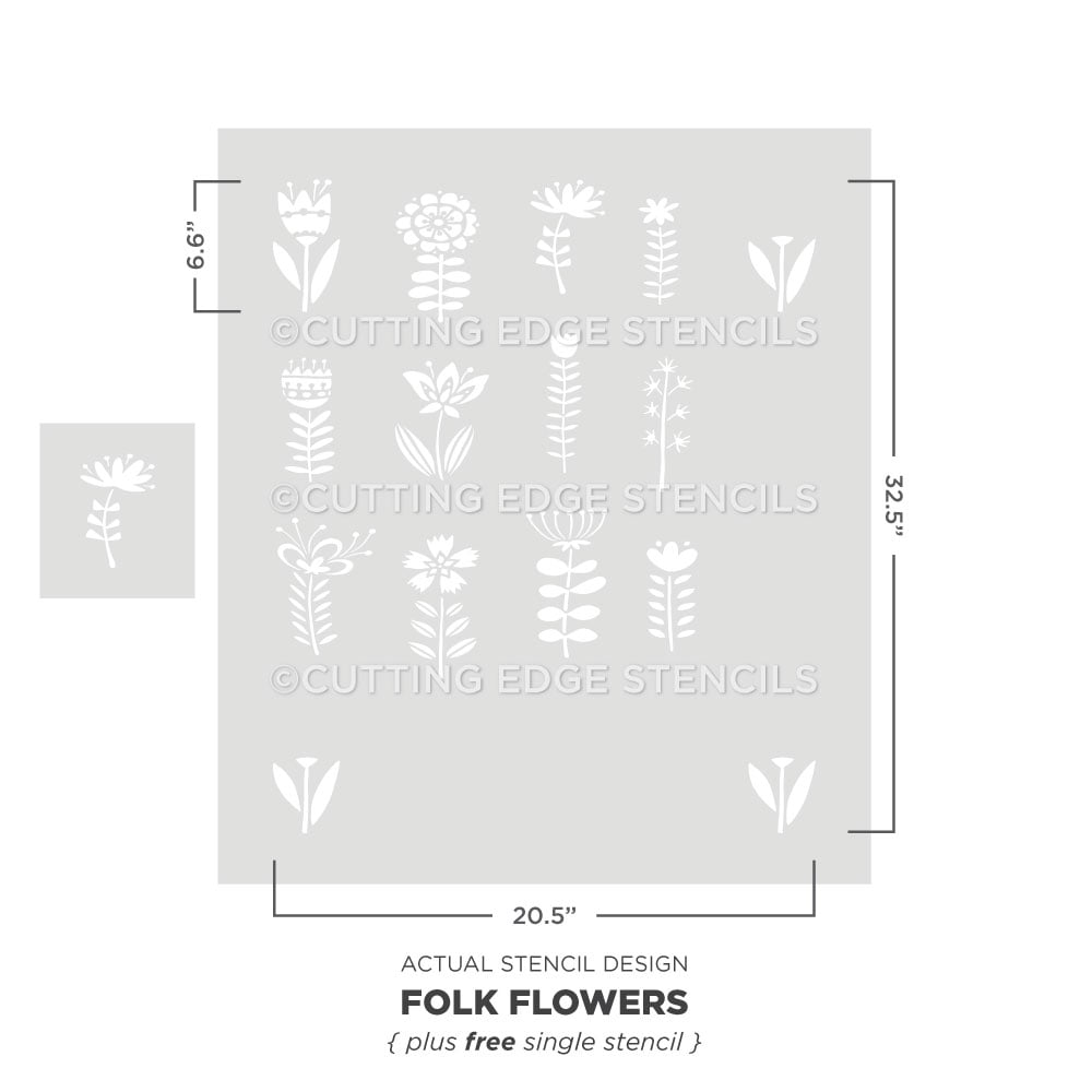 folk flower stencil for walls