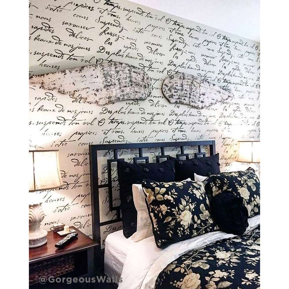 scrip stencil bedroom wall stencils