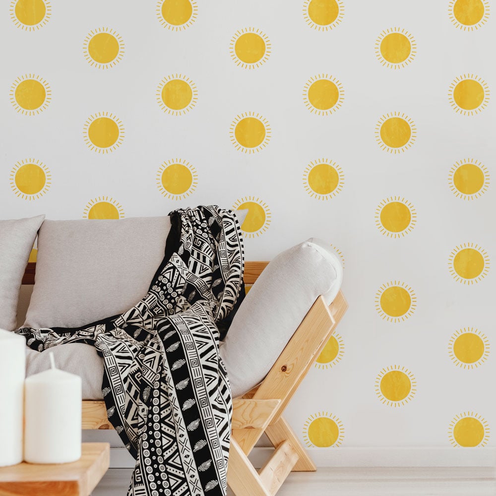 full sun stencils boho bedroom