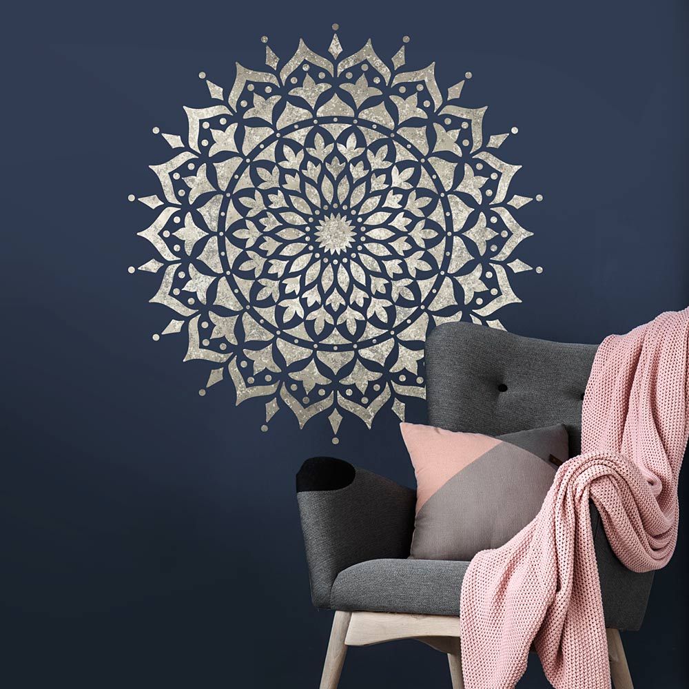 mandala stencil dark wall