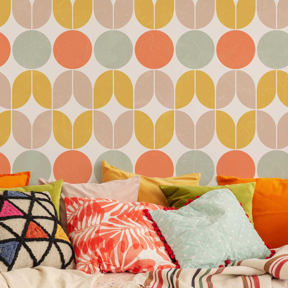 Geo Neo Wall Stencil retro wall colorful bedroom