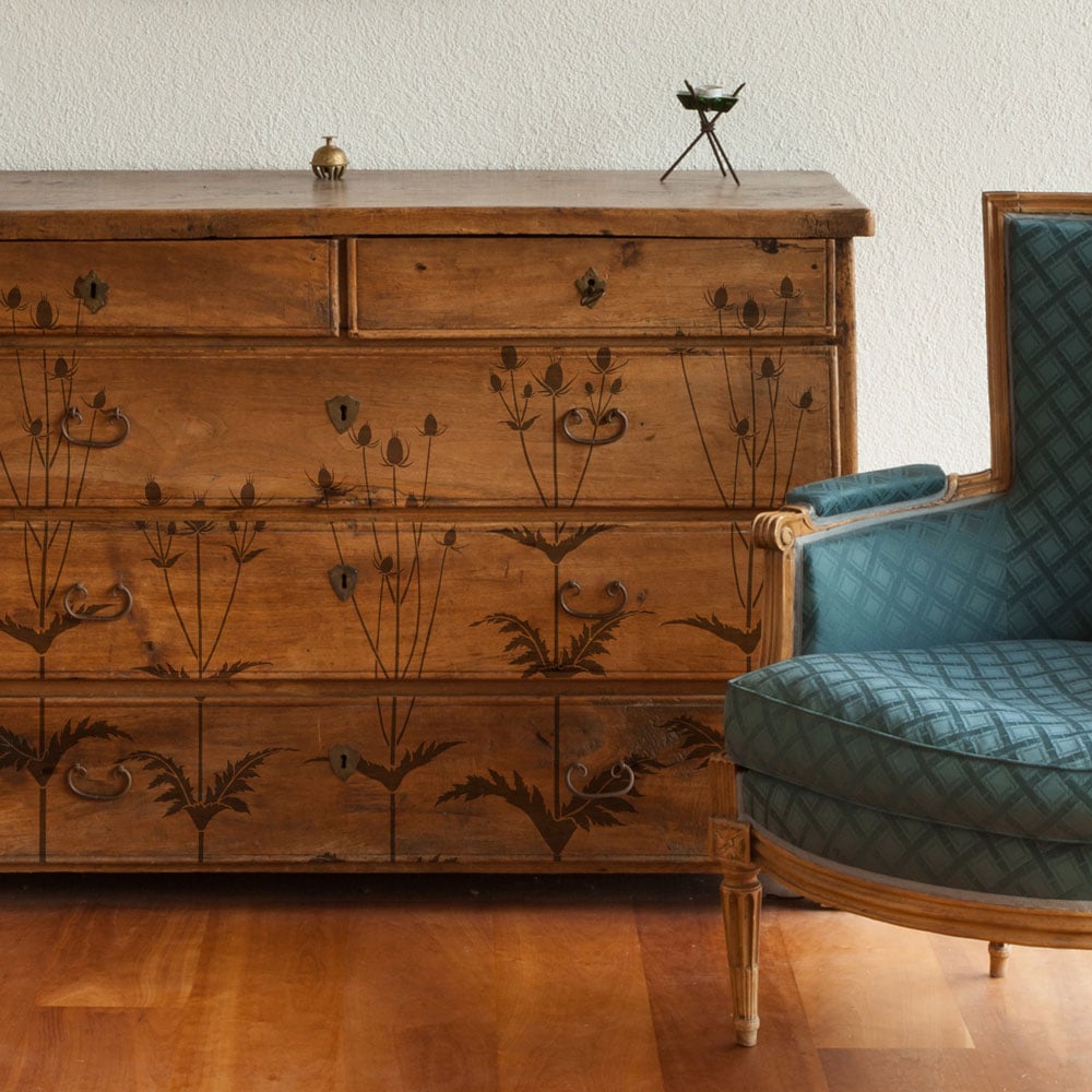 giant teasel flower stencil for furniture