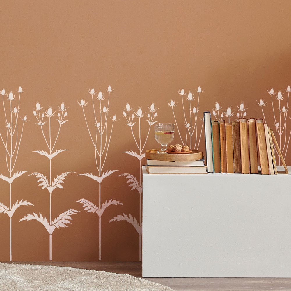 giant teasel flower stencil for walls