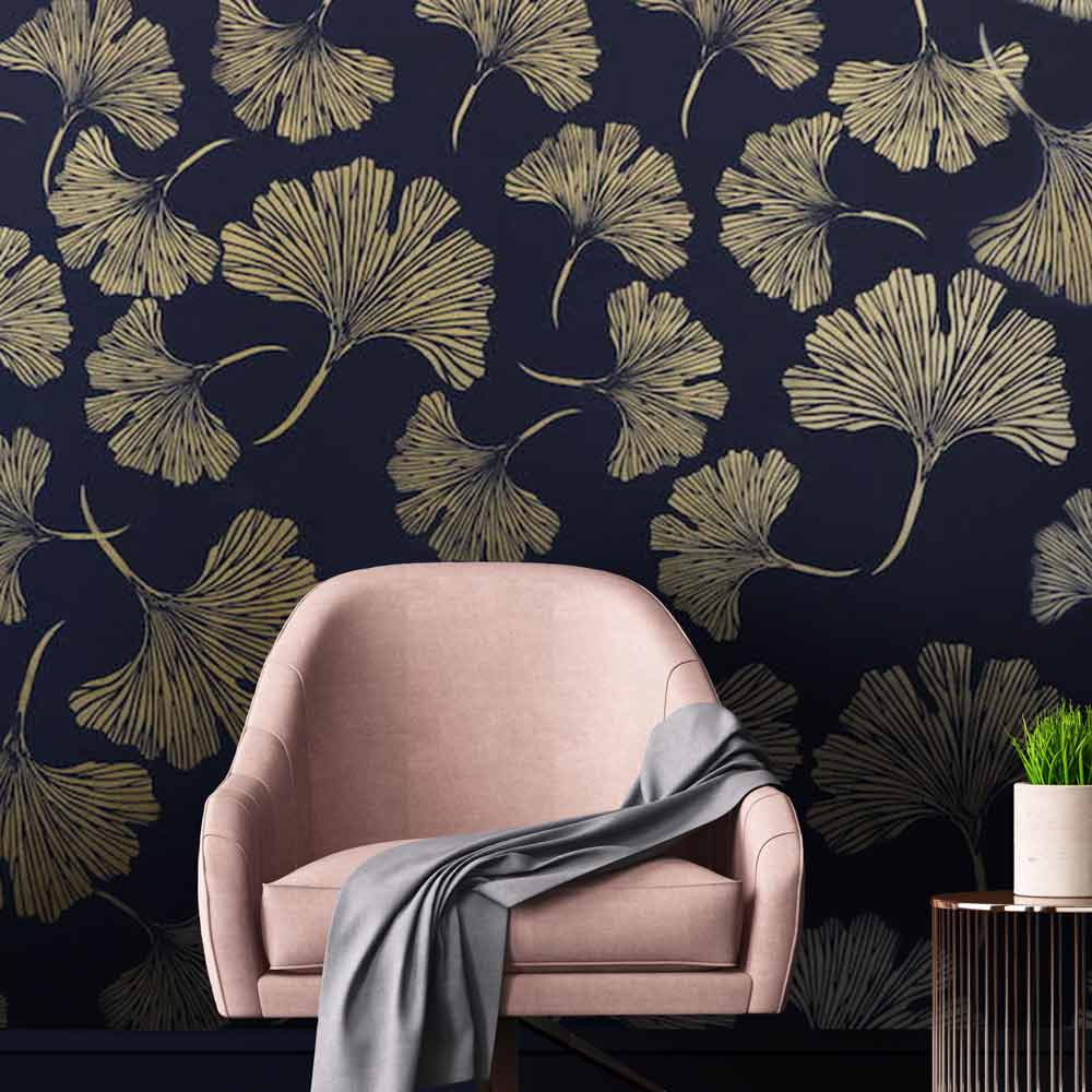 Chinese Ginkgo Stencil for Walls