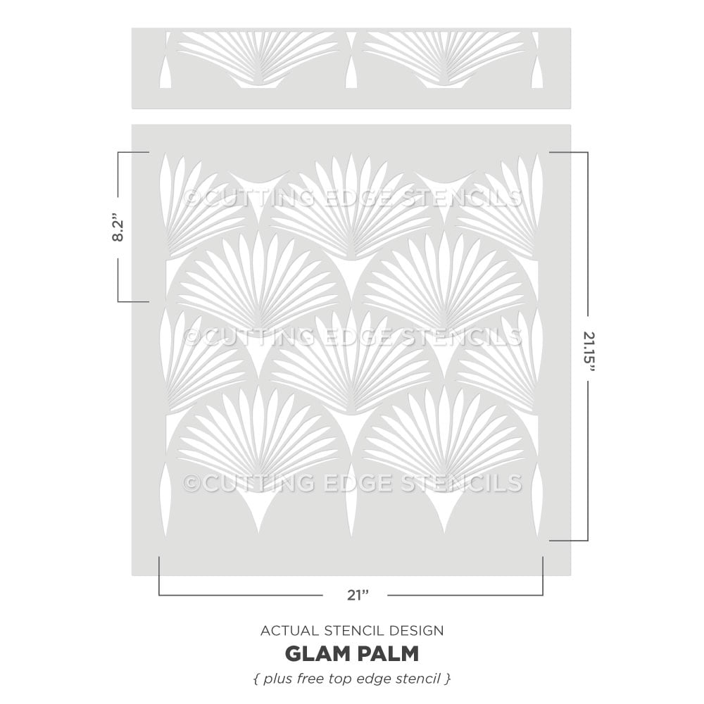 glam palm wall stencil actual stencil image