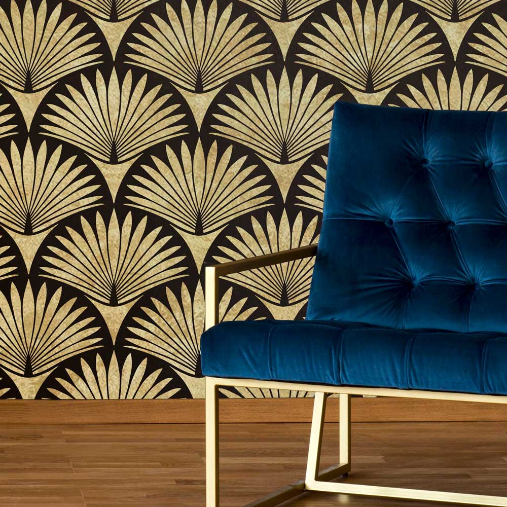 glam palm wall stencil art deco wall