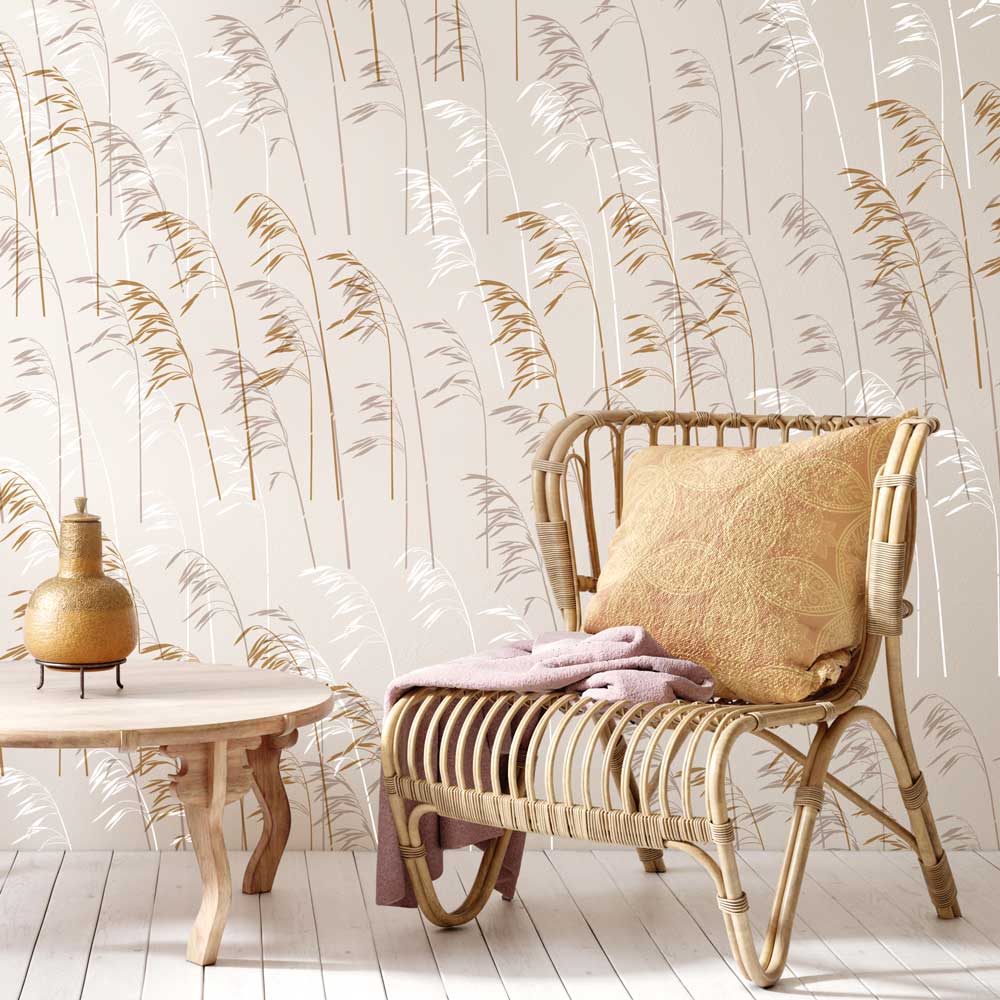 wicker chair beige walls grassland wall stencil grass wall kit mural wall