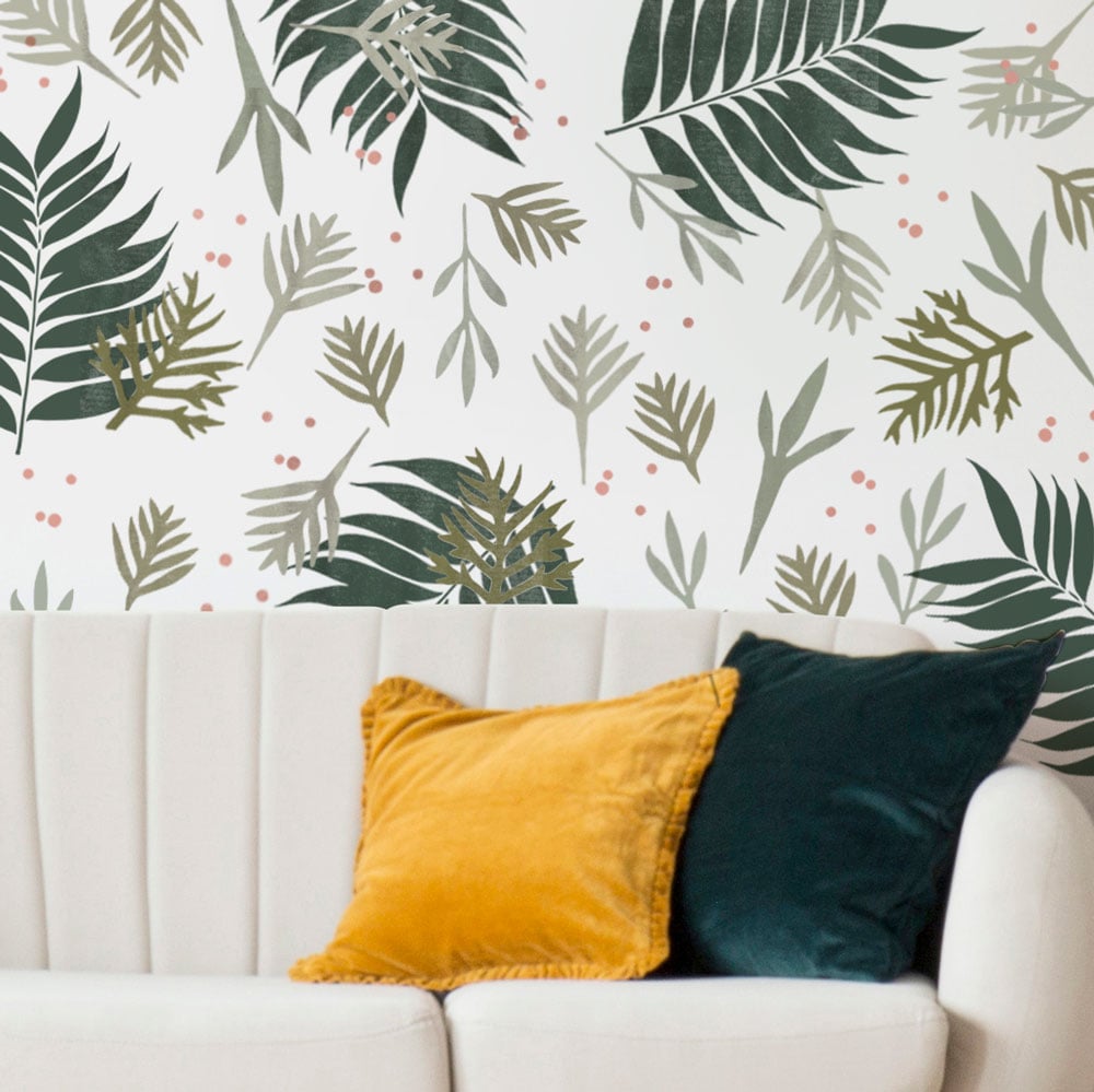 living room wall stencil foliage stencil kit