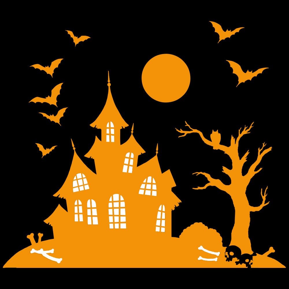 halloween-stencils-design-haunted-house-orange-craft