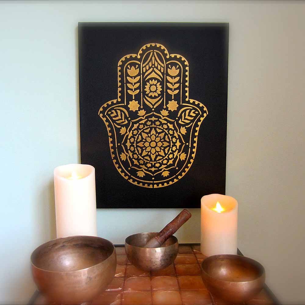 hamsa hand stencil yoga mandala wall designs