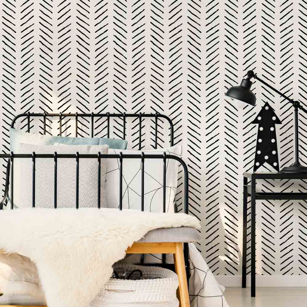 hand drawn chevron wall painting stencil for walls