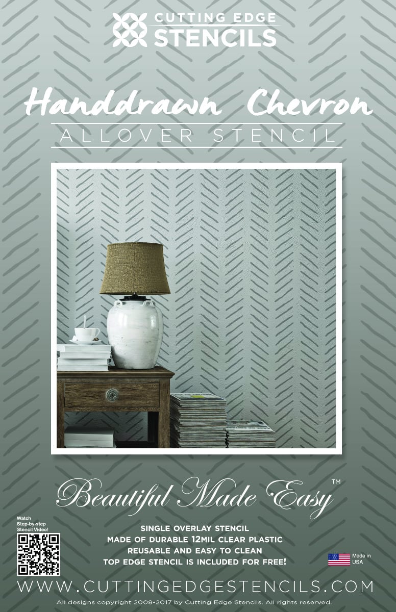 hand drawn chevron wall stencil