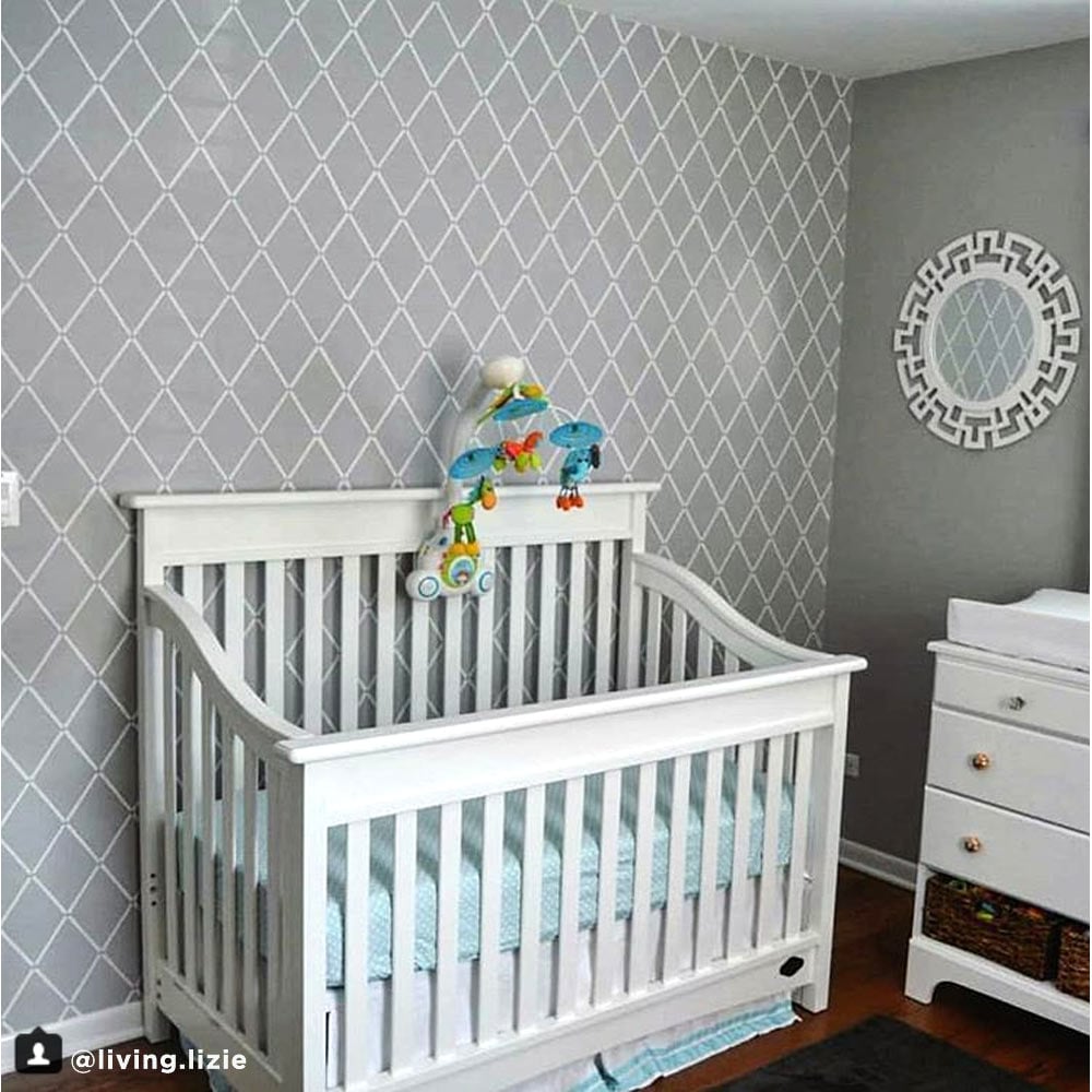 grey nursery stenciled wall stencils