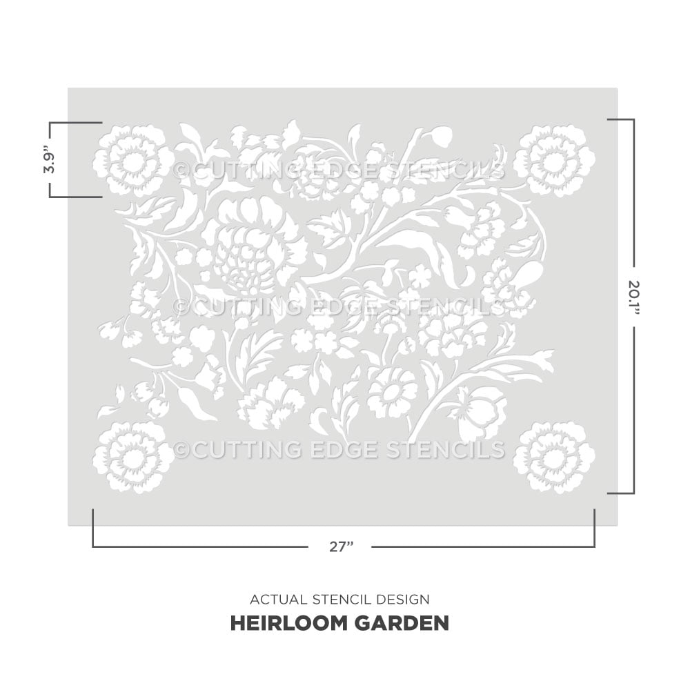 heirloom garden floral wall stencil