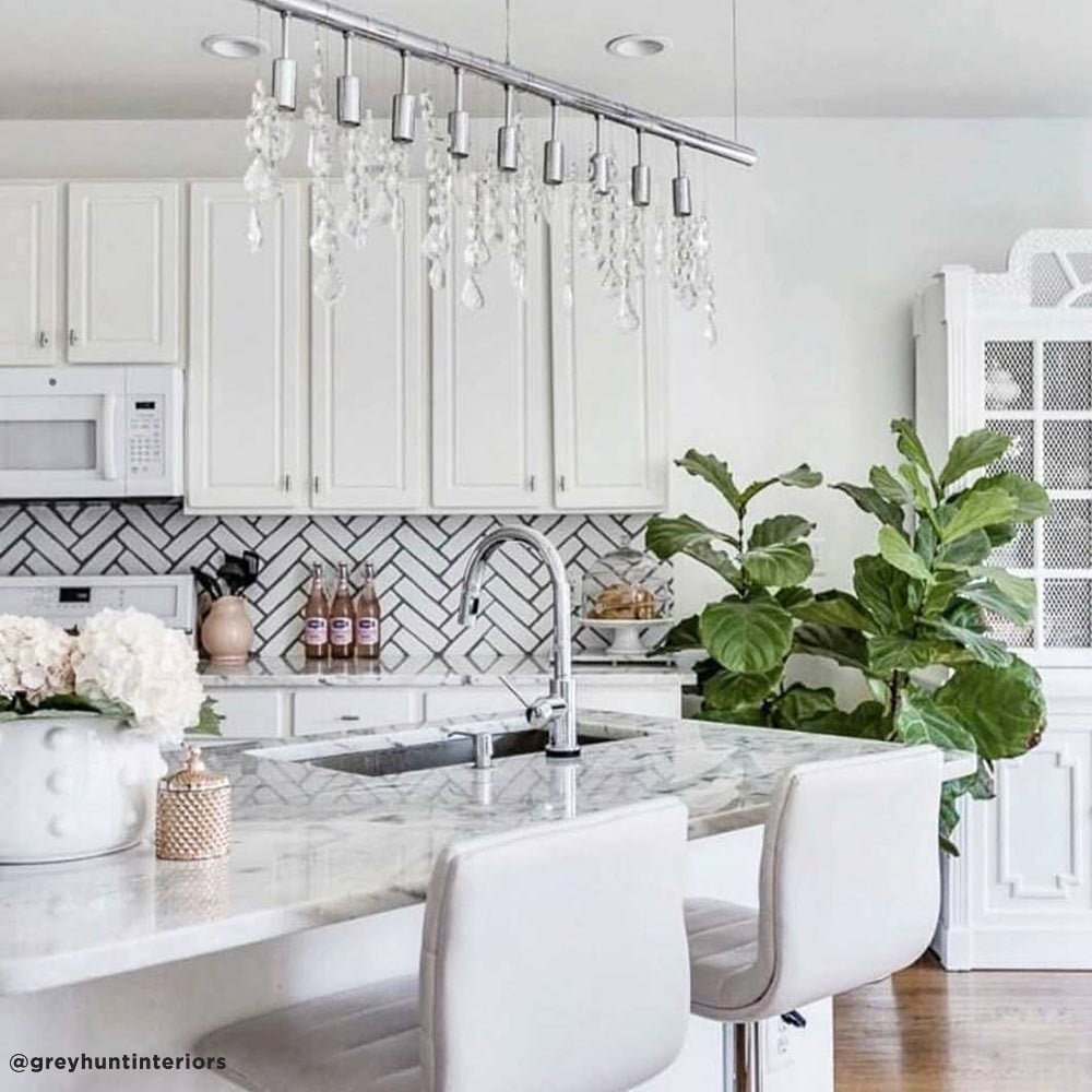 brick stenciled backsplash