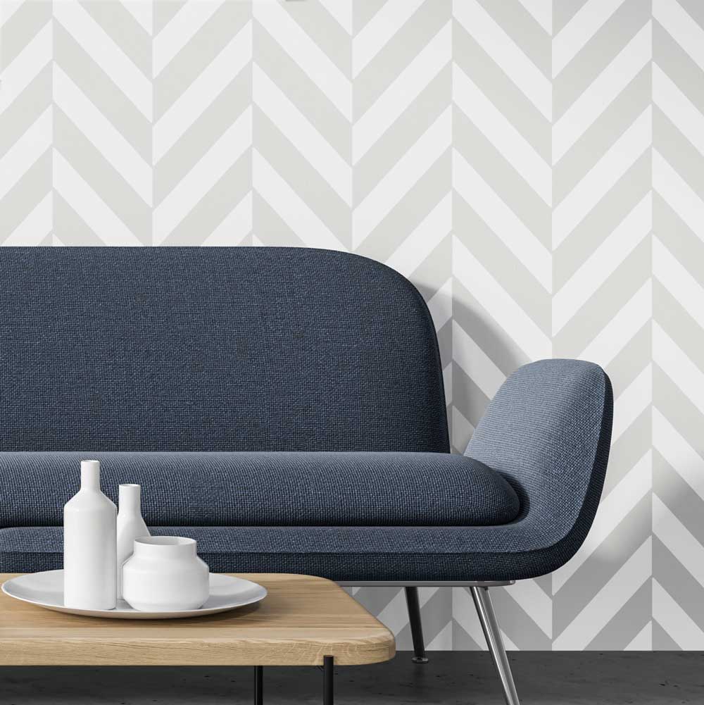 Herringbone Living Room Wall Stencil