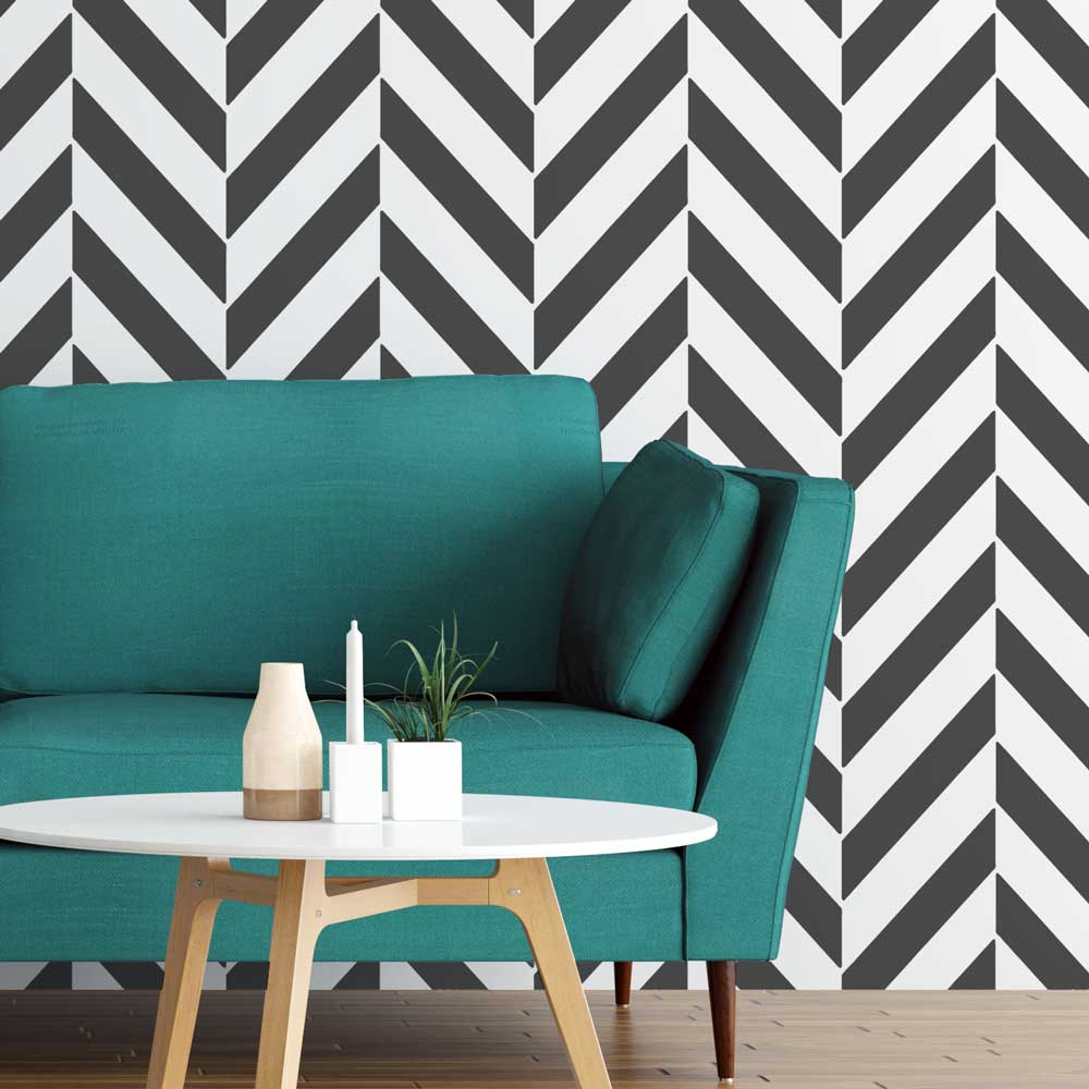 Modern Herringbone Wall Stencil