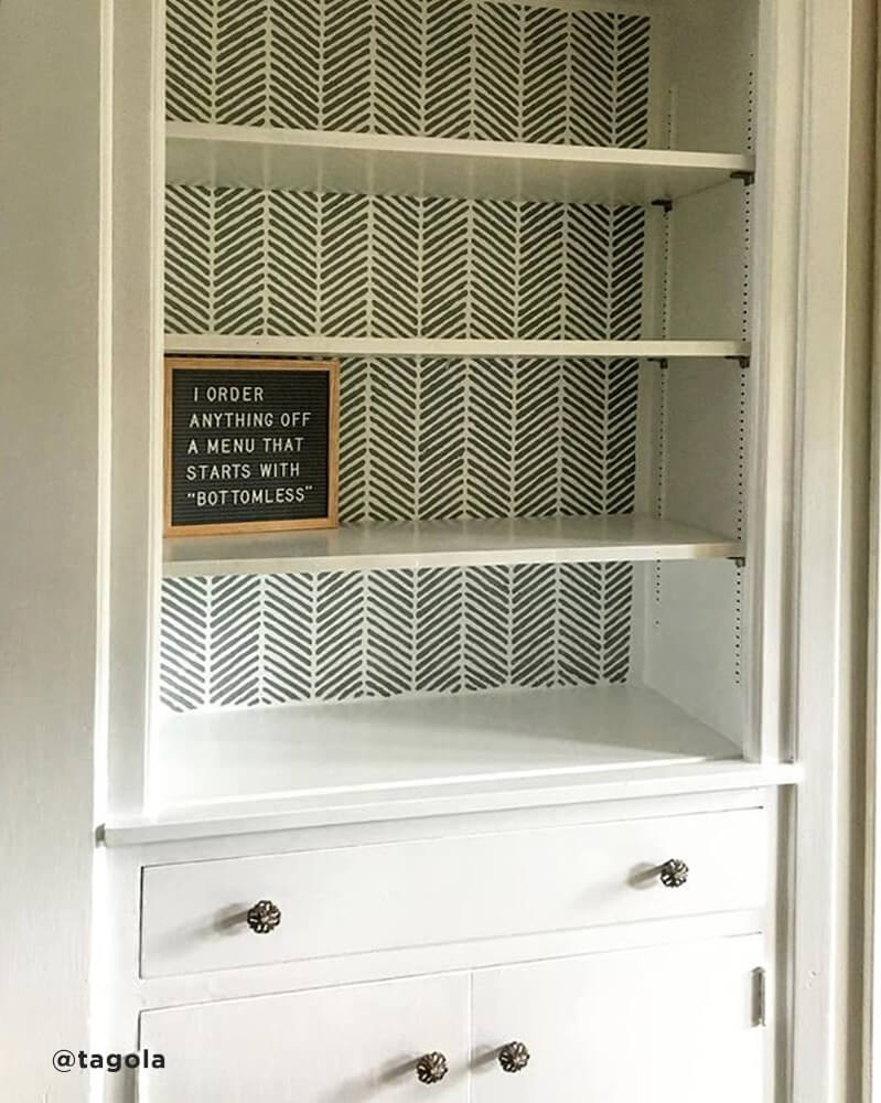 stenciled bookcase