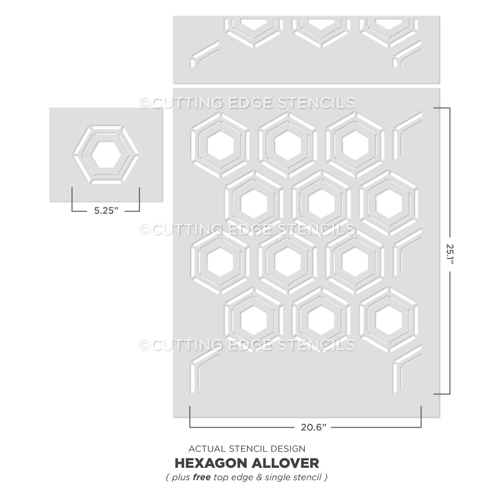 Hexagon Allover Stencil Geometric Stenciled Wall Pattern