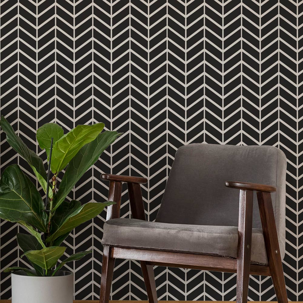 herringbone stencil for walls