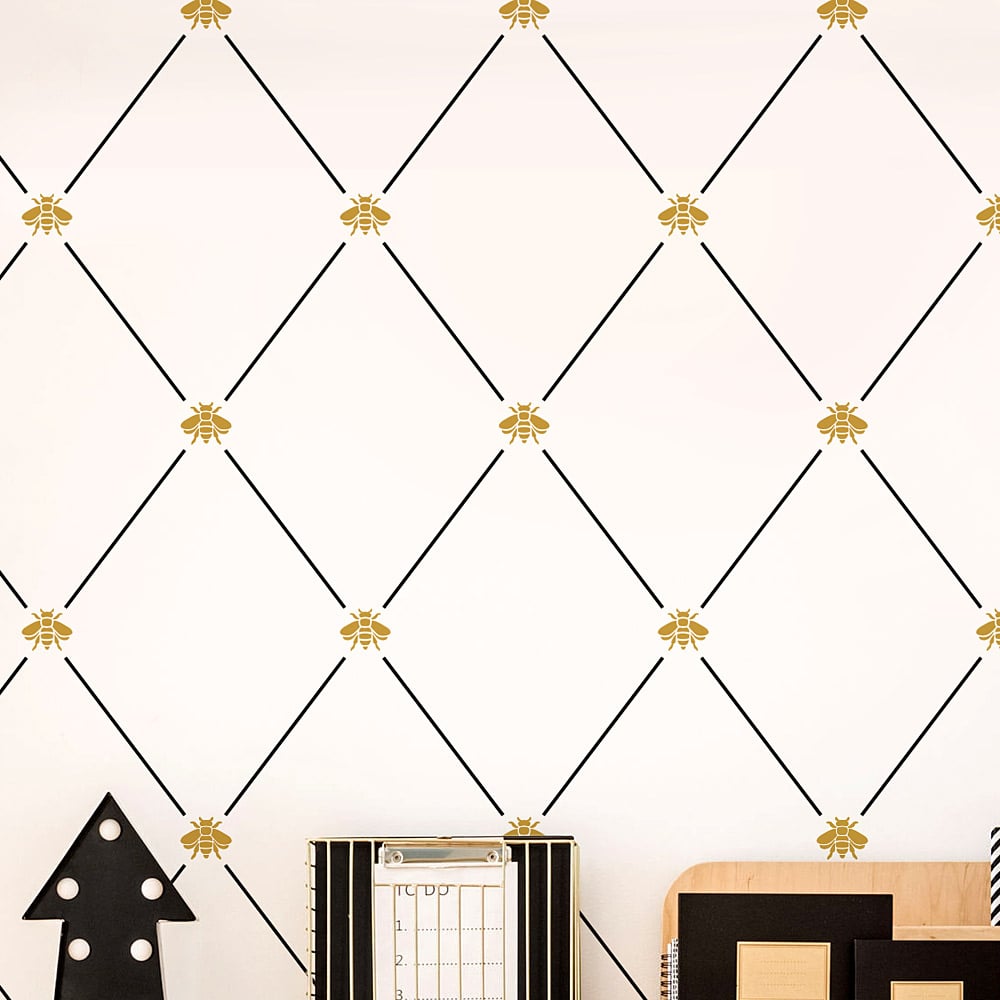 french honeybee trellis stencil