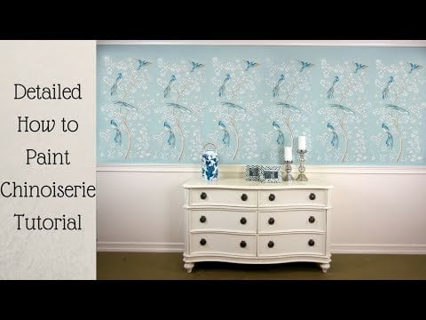 Chinoiserie Birds and Roses Wall Mural Stencil