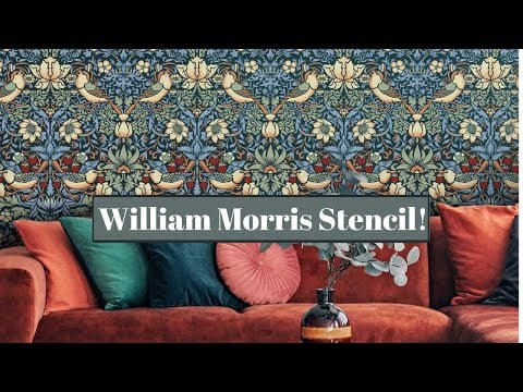 Strawberry Thief Wall Stencil Pattern by William Morris