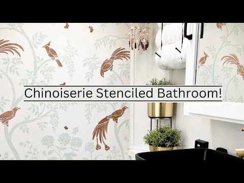 Chinoiserie Birds and Berries Wall Mural Stencil