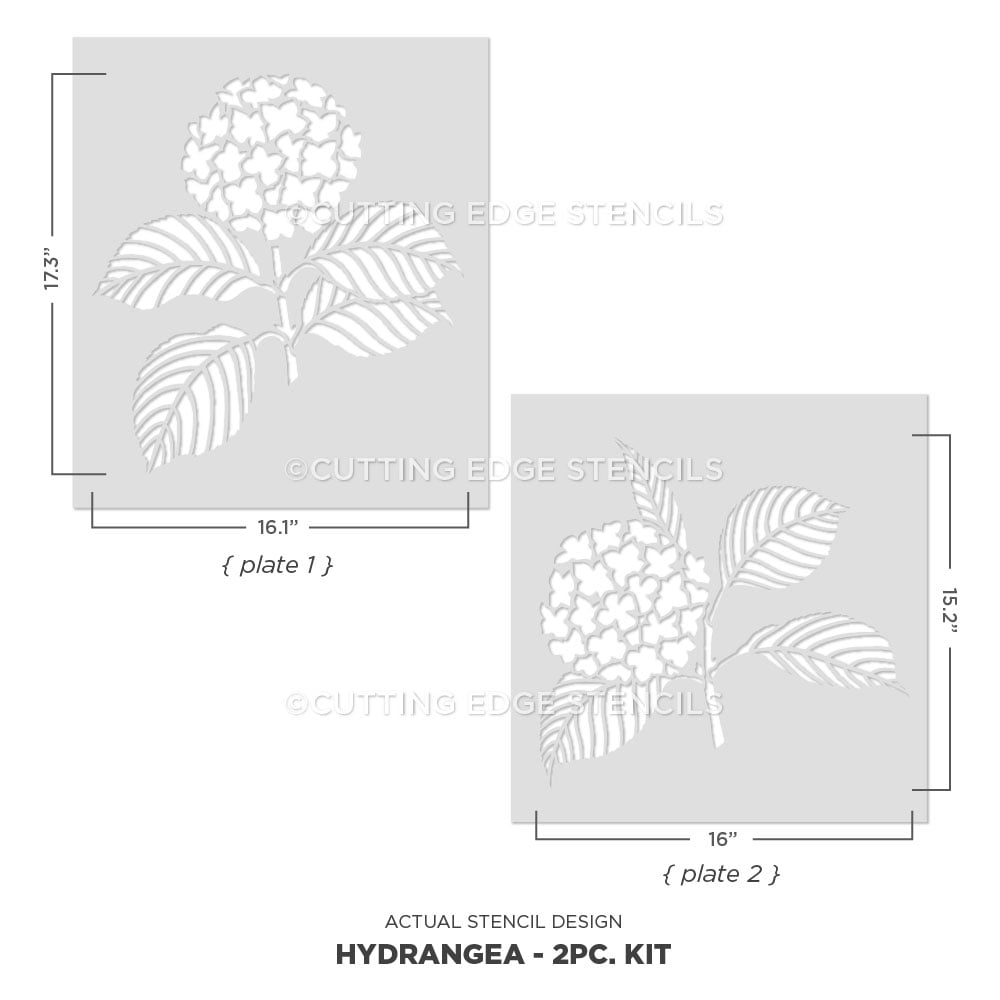 hydrangea floral stencil images 2 piece