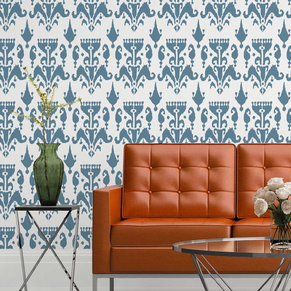 ikat bukhara wall stencil