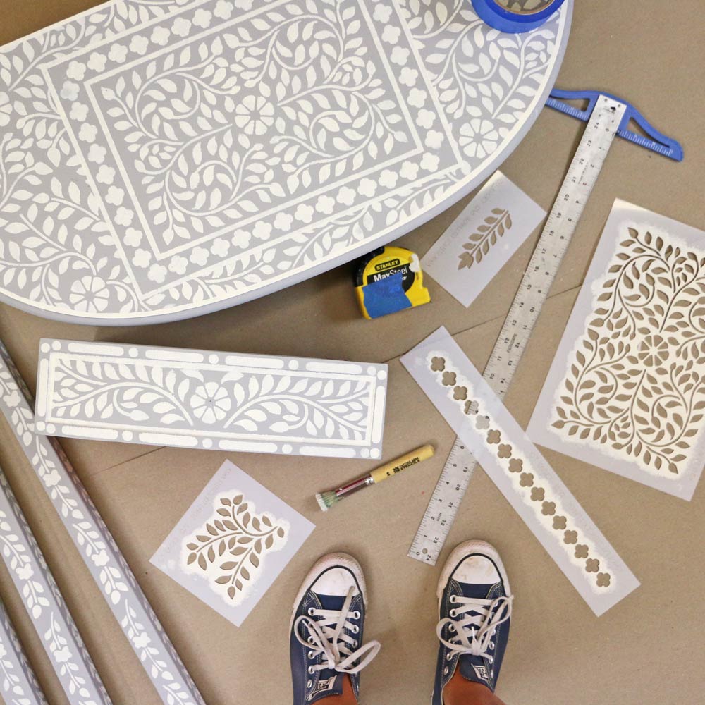 Asha Bone Inlay Stencil kit for furniture