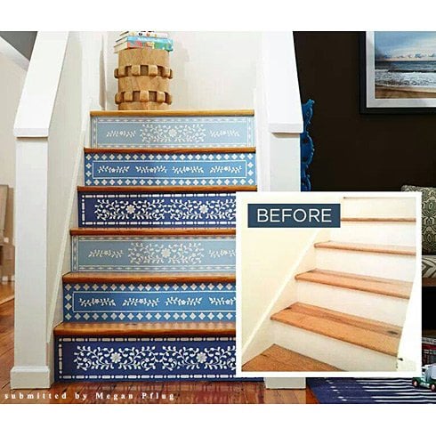 inlay stenciled stairs