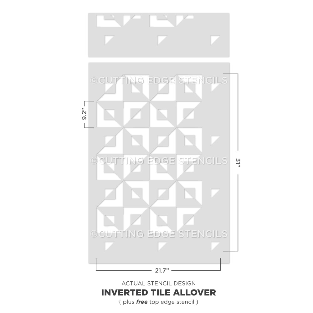 Inverted Tile Allover Stencil Wall Pattern Painted Floor Stenciling