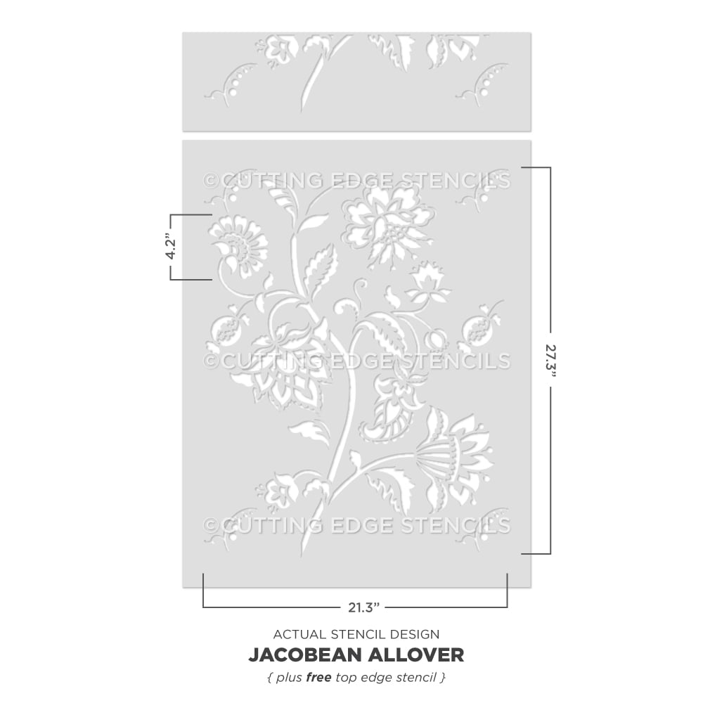 Jacobean Allover Stencil Floral Wall Pattern Flowers Stenciling