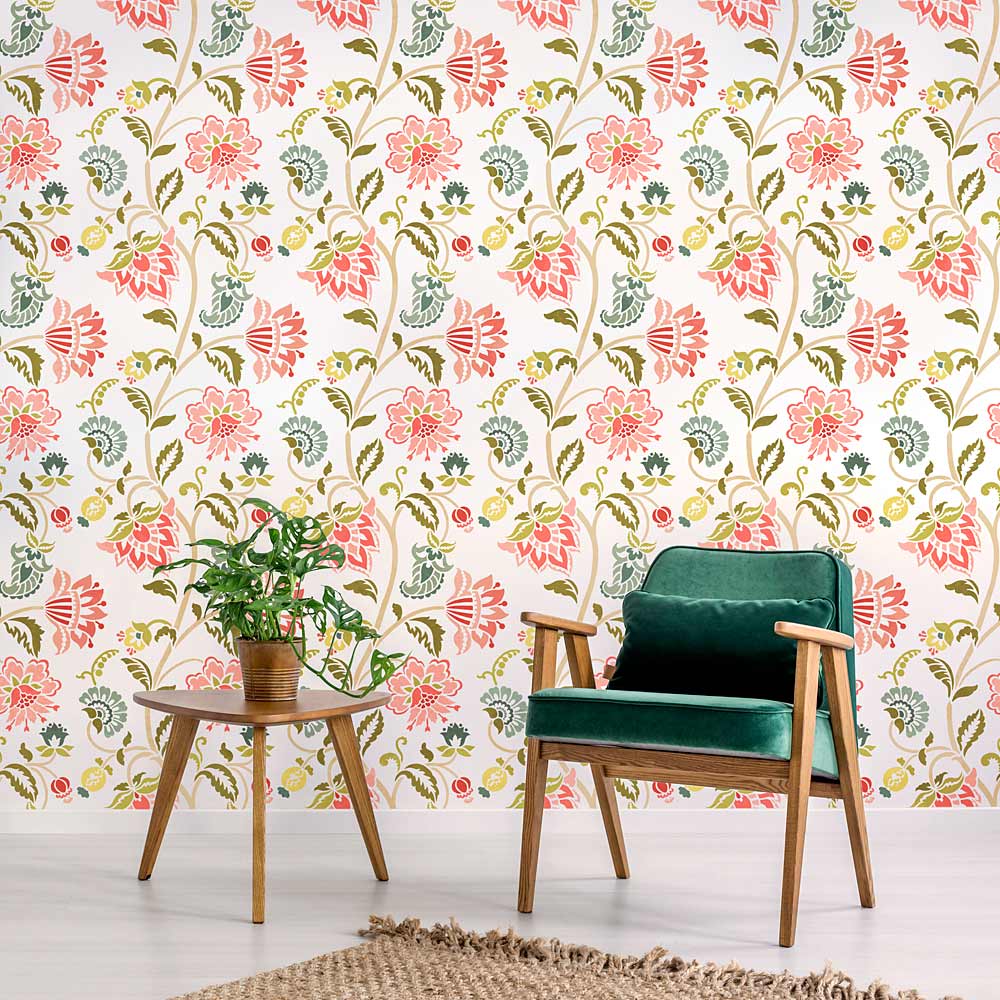 Jacobean Allover Wall Stencil Floral Pattern Paint Stenciling