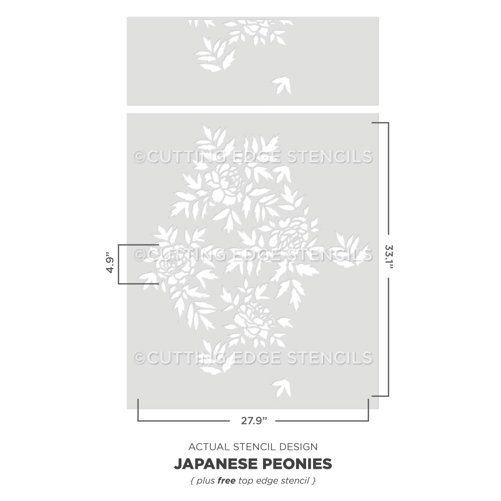 japanese peonies stencil for walls