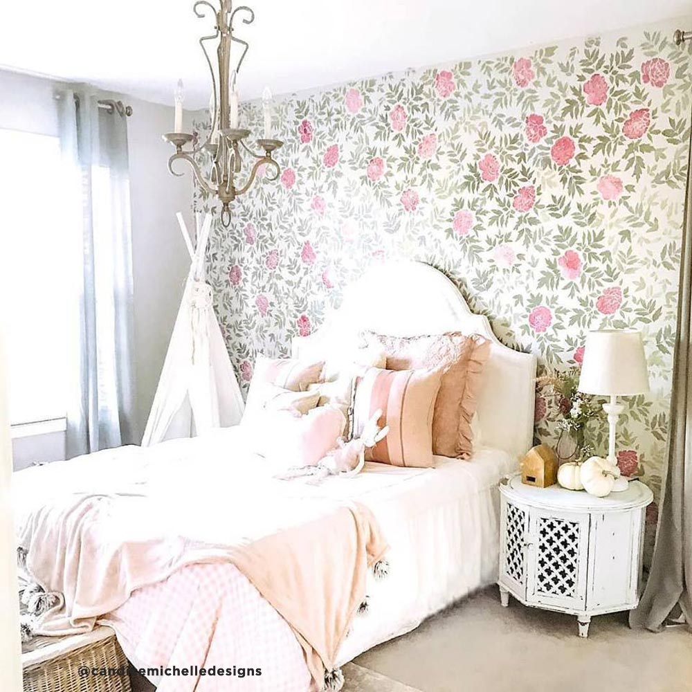 floral bedroom stencil